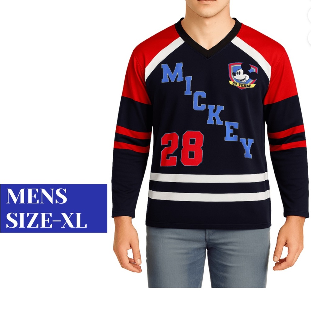 BRAND NEW Marvel Mens Hockey Jersey - Mickey Mouse Long Sleeve Mesh Hockey XL